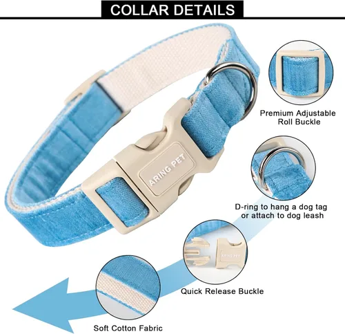 Miniatura 148 de Aring Pet Collar de algodón, lindo, con hebilla de liberación rápida, para bodas, para perros pequeños, medianos y grandes, rosa Terciopelo rosa