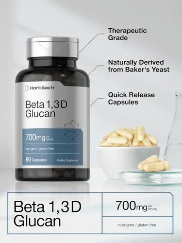 Miniatura 4 de Horbäach Beta Glucan 1 3D 700 mg 90 Cápsulas Beta 1,3, 1,6 D Glucano Suplemento sin OMG, sin gluten