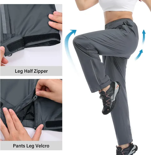 Miniatura 3 de Pantalones de lluvia para mujer, impermeables, ligeros, transpirables, senderismo, ciclismo, al aire libre, con bolsillo