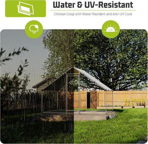 Miniatura 2 de HEYTOWN Gallinero Grande de Metal para Pollos con Cubierta Resistente al Agua y Anti-UV, Jaula de Aves de Corral Transitable para Patio