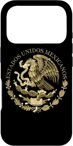 Miniatura 29 de iPhone 12 Pro Max Bandera de México sello del escudo de armas en caso sepia