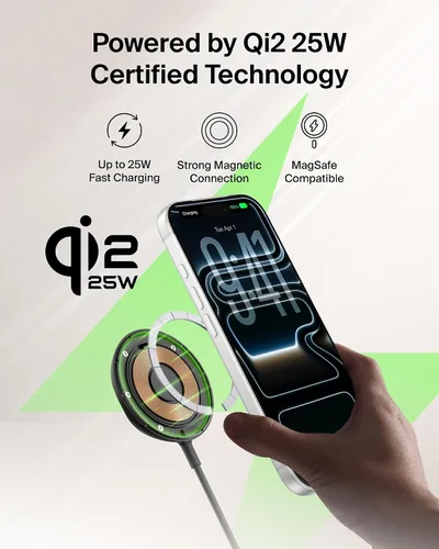Miniatura 2 de Belkin Cargador MagSafe, cargador magnético para iPhone con Qi2 25W, almohadilla de carga inalámbrica rápida con soporte para iPhone 17 Series, Negro