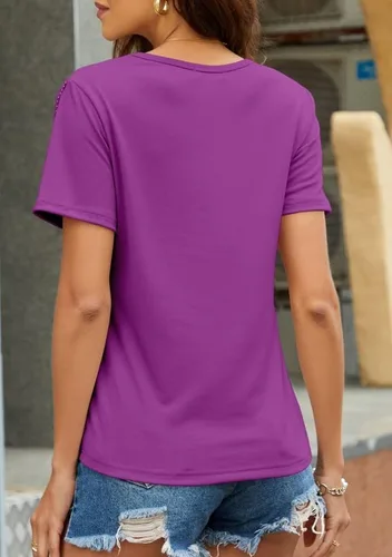 Miniatura 2 de PESION Camisas de manga corta con flecos para mujer, blusa con ribete de borlas
