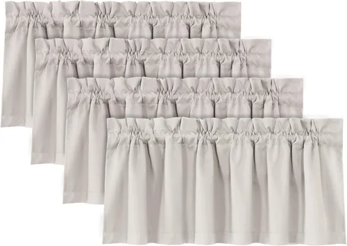 Miniatura 17 de H.VERSAILTEX Cenefas de cortina 100% opacas para ventanas, 2 paneles con aislamiento térmico, bolsillo para barra, pequeña cenefa corta para cocina