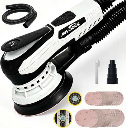 Miniatura 8 de Lijadora orbital aleatoria eléctrica Autolock, motor sin escobillas de 350W con almohadillas de 5 y 6 pulgadas, lijadora de palma de 10000RPM