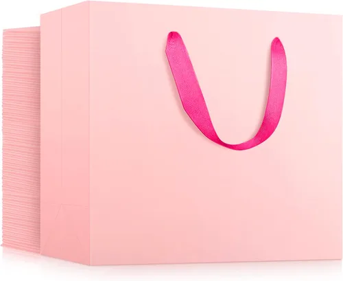 Miniatura 30 de EUSOAR Bolsas de papel de estraza para regalo, paquete de 12 bolsas de papel kraft de 10.6 x 3.1 x 8.3 pulgadas con asas, bolsas resistentes