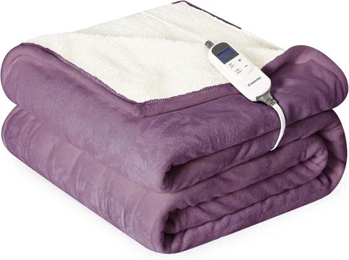 Miniatura 16 de Manta eléctrica térmica de 50"x60", manta de franela suave y sherpa reversible con 10 ajustes de calor, 12 configuraciones de temporizador y apagado
