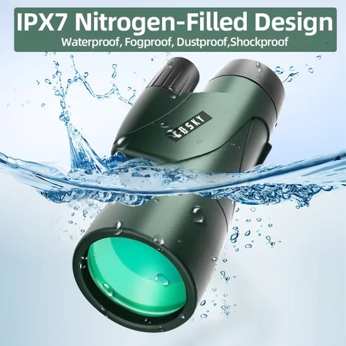 Miniatura 5 de Gosky Telescopio monocular HD de 12 x 55 con prisma BAK4 y lente FMC, ligero con adaptador para teléfono inteligente, para observación de aves