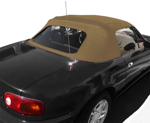 Compatible con Mazda Miata Convertible Top 2 Piezas Cremallera Estilo Fábrica Con Ventana De Plástico 1990-2005 (Tan)