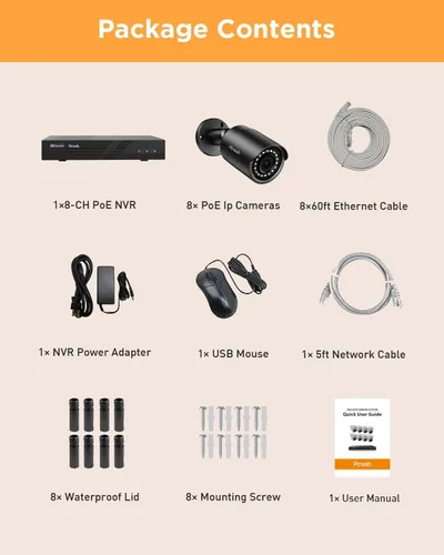 Miniatura 8 de Sistema de cámara de seguridad de 8 canales, 8 cámaras de vigilancia IP PoE con cable de 5 MP para exteriores con detección humana AI, acceso