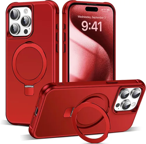 Miniatura 19 de SKYLMW – Funda compatible con iPhone 12 Pro Max y iPhone 13 Pro Max con soporte magnético invisible tipo anillo, fundas translúcidas para teléfonos