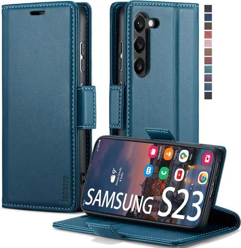 Miniatura 18 de Funda para Samsung Galaxy S23 5G, funda tipo cartera para Samsung Galaxy S23 5G con bloqueo RFID, tarjetero y función atril magnético, funda