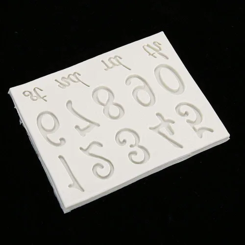 Miniatura 7 de Alfabeto de silicona número 0-9 3D en relieve Fondant Chocolate Mold Alfabetos Letra Pastel Hornear DIY Silicona Cumpleaños Pastel Decoración Arte