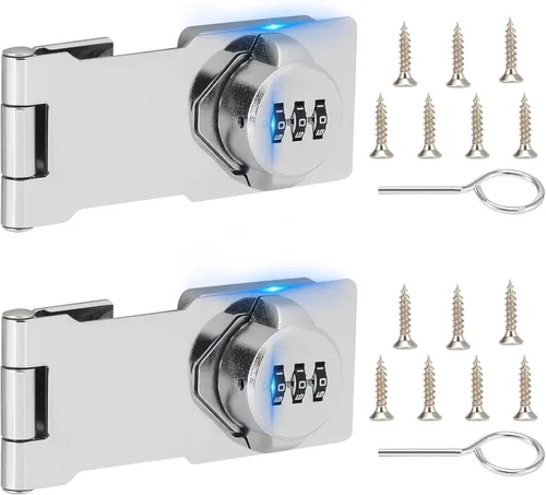Miniatura 13 de Cerradura de gabinete sin llave con código de combinación, cerradura de cerrojo de contraseña de 3 dígitos para cajones, puerta de armario plegable