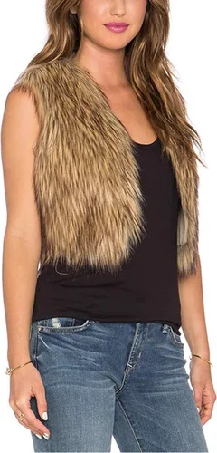 Miniatura 3 de Tanming Women's Sleeveless Open Front Fluffy Short Faux Fur Vests Waistcoats