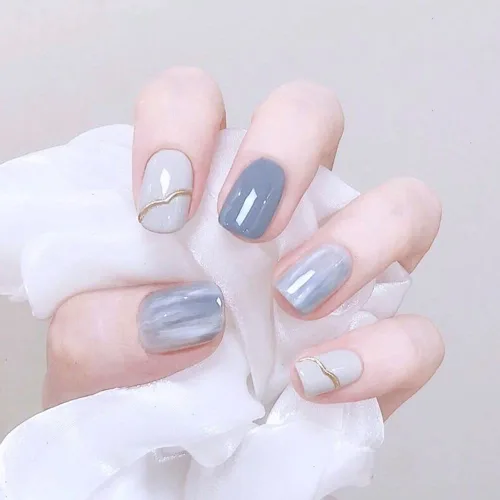 Miniatura 24 de LIGHT RAIN - Uñas a presión de longitud media, con diseño de galaxia Andromeda, uñas postizas de gel, reutilizables, de lujo, de siete capas