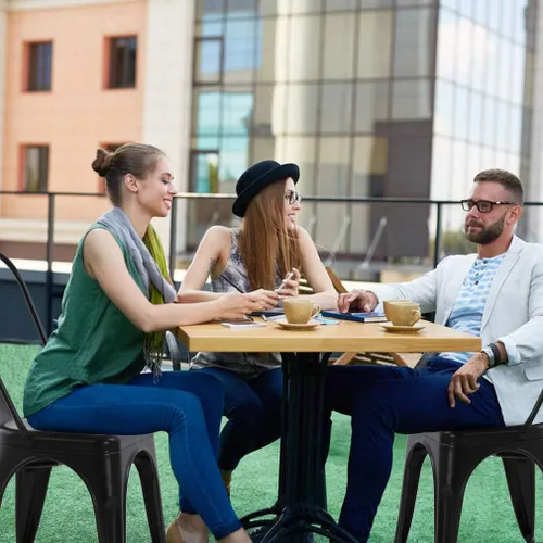 Miniatura 2 de Sillas de metal para interiores y exteriores, sillas laterales apilables para restaurante, bistró, cafetería, Tolix con respaldo, juego de 2, sillas