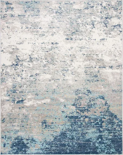 Miniatura 3 de SAFAVIEH - Alfombra de la colección Brentwood - 9' x 12', gris claro y azul, diseño abstracto moderno, no desprende pelusa y fácil de cuidar, ideal