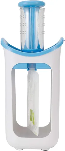 Miniatura 7 de Oumefar Exprimidor de puré de frutas con 10 bolsas de compresión DIY Squeeze Station para alimentos (azul)