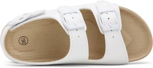Miniatura 7 de Sandalias ajustables de doble hebilla para niñas y niños, zapatos de verano ligeros con velcro para niños pequeños y grandes