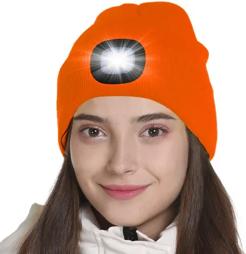 Miniatura 9 de Tutuko Gorro unisex con luz, gorro LED recargable por USB, sombrero LED con linterna, regalos para hombres, mujeres, papá