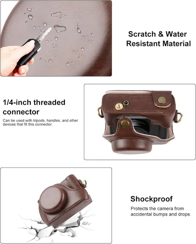 Miniatura 4 de PULUZ Funda para cámara digital Sony ZV-1F Vlog, bolsa de cuero de cuerpo completo para cámara con funda Sony ZV-1F, correa de hombro, bolsa de 2-1