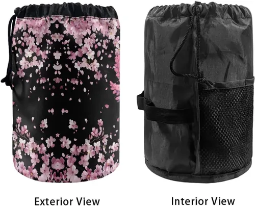 Miniatura 3 de Poceacles Bolsa de maquillaje con cordón, estuche portátil para cosméticos, bolsa de aseo de viaje, organizador de barril, bolsa de almacenamiento