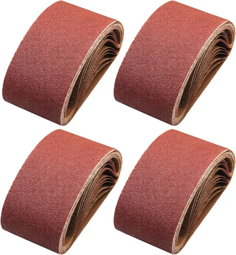 Miniatura 13 de 1 cinta de lija de óxido de aluminio de 42 pulgadas, papel de lija abrasivo de grano surtido 40/80/120/240 para lijadora de banda, paquete de 24