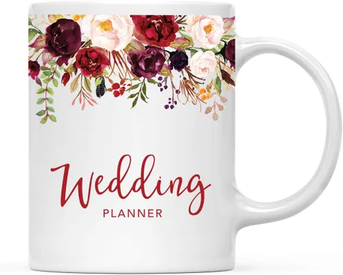 Miniatura 13 de Andaz Press Taza de té de cerámica para el día de la madre, regalo de 9.5 fl oz, otoño, marsala, flores burdeos, rosas, flores, tía, 1 paquete