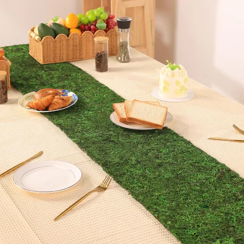 Miniatura 9 de Camino de mesa de musgo seco, rollo de hoja de musgo verde para manualidades, tapete de musgo preservado para decoración de mesa, musgo verde