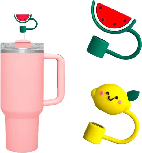Miniatura 9 de WELTAZ Juego de 2 fundas de paja de manzana para Stanley Cup, color rojo, 0.394 in de diámetro, aptas para lavavajillas, fundas reutilizables