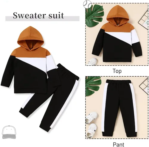 Miniatura 7 de Conjunto de 2 piezas de sudadera con capucha de manga larga y pantalones para bebé niño