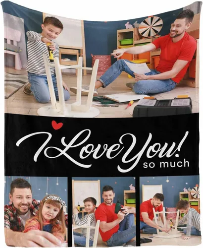 Miniatura 20 de InterestPrint Manta de amor personalizada con texto en inglés "To Dad, Even When I Not Close by,I Want You to Know I Love and Appreciate You We Love