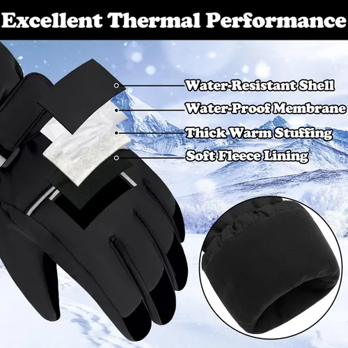 Miniatura 3 de Sarfel Guantes de nieve para niños, guantes impermeables para niños, guantes de esquí para niñas, guantes de invierno para niños, guantes