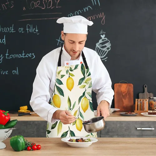 Miniatura 7 de Delantal de cocina con bolsillo, cuello ajustable impermeable y lazos largos, delantal de cocina para hornear, jardinería, pintura para mujer Flores