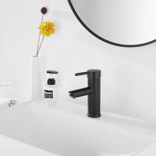 Miniatura 9 de Grifo de baño negro con una sola manija, un agujero, 1 o 3 agujeros, instalación de 4 pulgadas, acero inoxidable, grifo de tocador de baño a juego