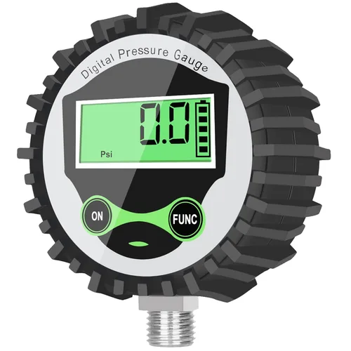Miniatura 8 de Medidor de presión de aire digital con conector inferior NPT de 1/4 pulgadas y protector de goma, medidor de presión de neumáticos de 5-200 psi