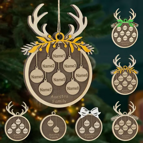 Miniatura 11 de Adornos de Navidad personalizados, familia de 1 nombre, adornos de Navidad de madera personalizados, decoración personalizada, decoración de árbol