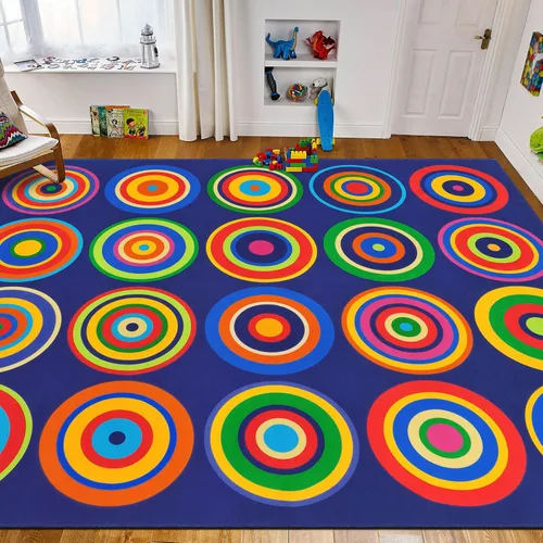 Miniatura 8 de Alfombra grande para aula, alfombra colorida para niños, para preescolar, antideslizante, alfombra de juego divertida para guarderías, sala