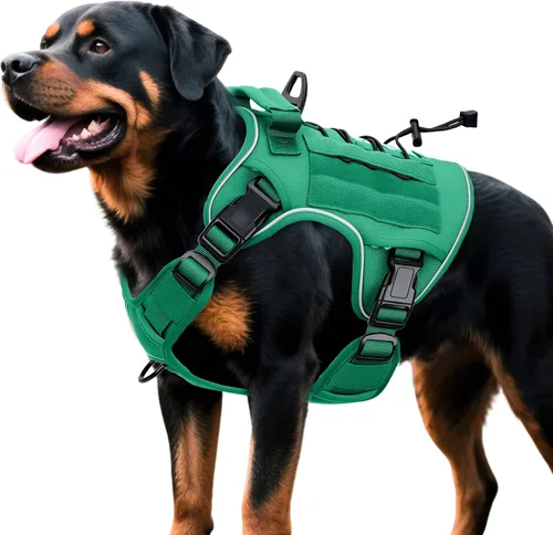 Miniatura 25 de Arnés táctico para perros grandes, chaleco reflectante ajustable sin tirones con sistema Molle, control de grado militar K9 para entrenamiento
