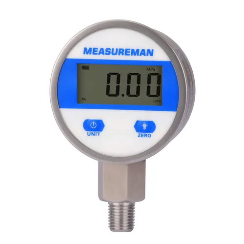 MEASUREMAN Medidor de presión industrial digital con esfera de 2.5 pulgadas, montaje inferior de 1/4 pulg. NPT, carcasa y conexión de acero