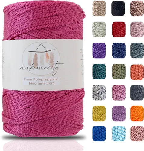 Miniatura 47 de Makromecity, 2 carretes de cordón de macramé de poliéster de 2 mm x 250 yardas (750 pies) de 2 mm de cordón de polipropileno para macramé, ideal