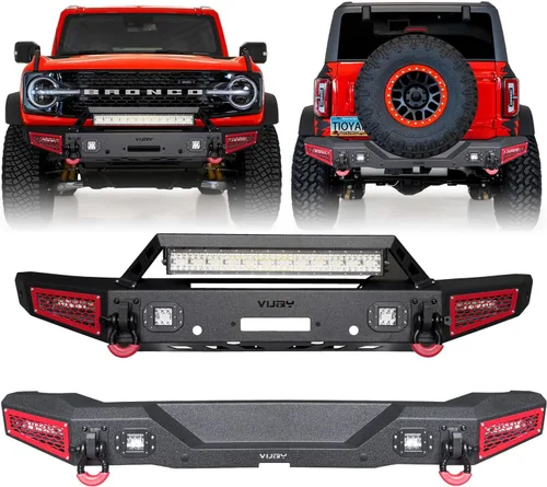Bronco - Textura de parachoques delantero y trasero, color negro, compatible con Ford Bronco 2021, 2022, 2023, 2024, 2025 y 2026 (no compatible con