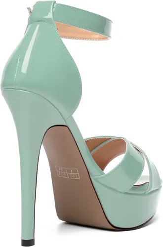 Miniatura 54 de MODENCOCO Sandalias de boda con correa de tobillo sexy para mujer, con plataforma y puntera abierta, tacón de aguja y tacón alto, zapatos de vestir