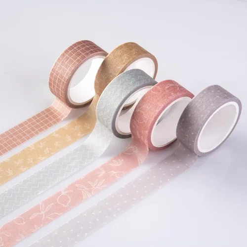 DIVERSEBEE Juego de cinta washi pastel, 5 rollos de cinta decorativa para álbum de recortes, cinta de manualidades, suministros de diario de viñetas