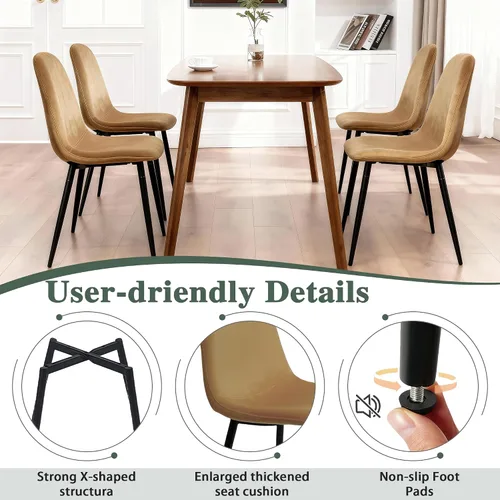 Miniatura 6 de CangLong Juego de 2 sillas de comedor de terciopelo con patas de metal, sillas decorativas para sala de estar y dormitorio, sillas auxiliares