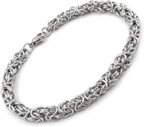 Steelmeup Pulsera de cadena bizantina redonda de acero inoxidable unisex para hombres y mujeres de 0.236in 7 8 9 pulgadas, Metal
