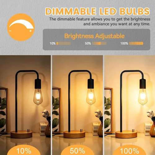 Miniatura 4 de Brightever Bombillas ámbar regulables equivalentes a 60 W, bombillas LED Edison vintage de 2200 K, 850 LM, 90+CRI, 7 W ST58 E26, bombilla LED