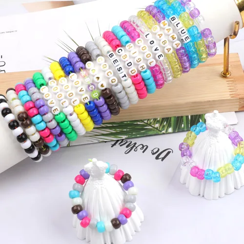 Miniatura 3 de 1000 piezas Cuentas de pony de 9 mm Turquesa Cuentas de plástico Barril de Turquesa para Pulsera, Cuentas de pelo para Trenzas, Llavero, Fabricación
