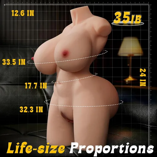 Miniatura 6 de baiwatt Muñeca sexual de tamaño real, juguetes sexuales masculinos – Masturbador masculino realista de torso de 35 libras con pechos grandes